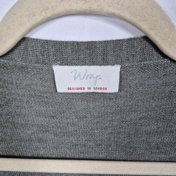 Wrap London Sweater Womens 10 Green Merino Wool Knit Cardigan Floral Lace Trim - Picture 6 of 10